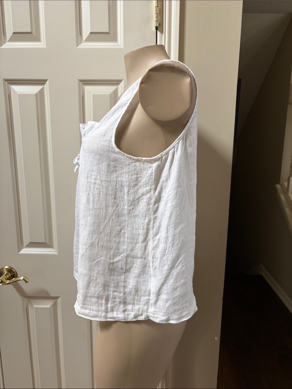 CP Shades White Linen Tie-Front Tank, small - Picture 3 of 6